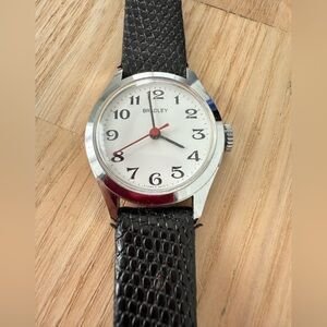 Vintage Bradley ladies silver tone black strap watch NEW BATTERY